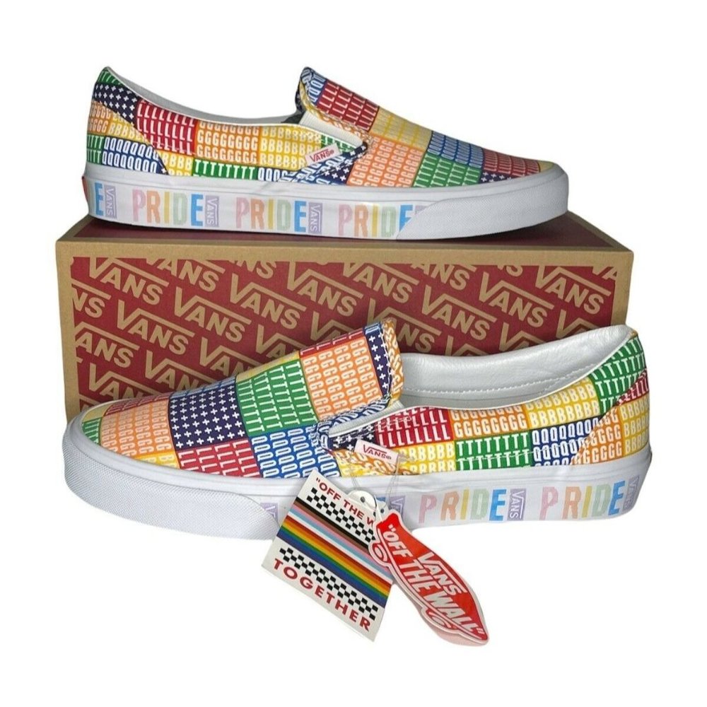 VANS Classic Slip On PRIDE LGBTQ+ Multicolor Rainbow Low Top Men's 12